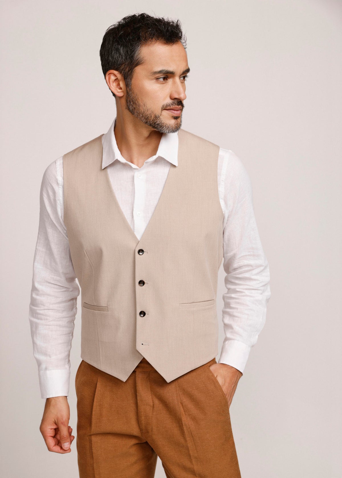GILET REVERSIBLE DUE VOLTI 4.BEIGE/BEIGE